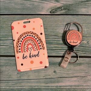 Be Kind Badge Holder and Keychain Set